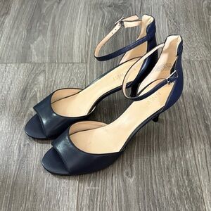 Navy Blue Ankle Strap Heels Nine West Size 9